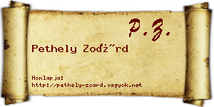 Pethely Zoárd névjegykártya